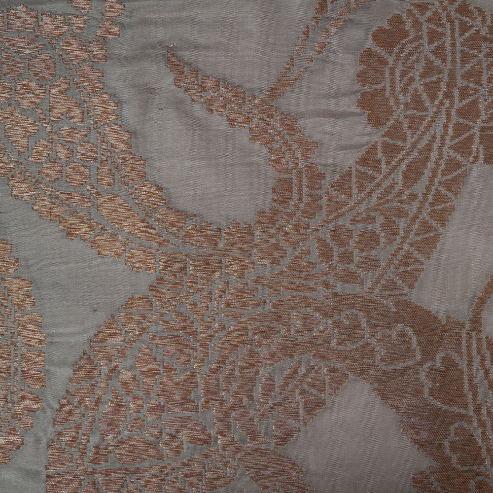 Sage Green-Golden Color Brocade Silk Fabric