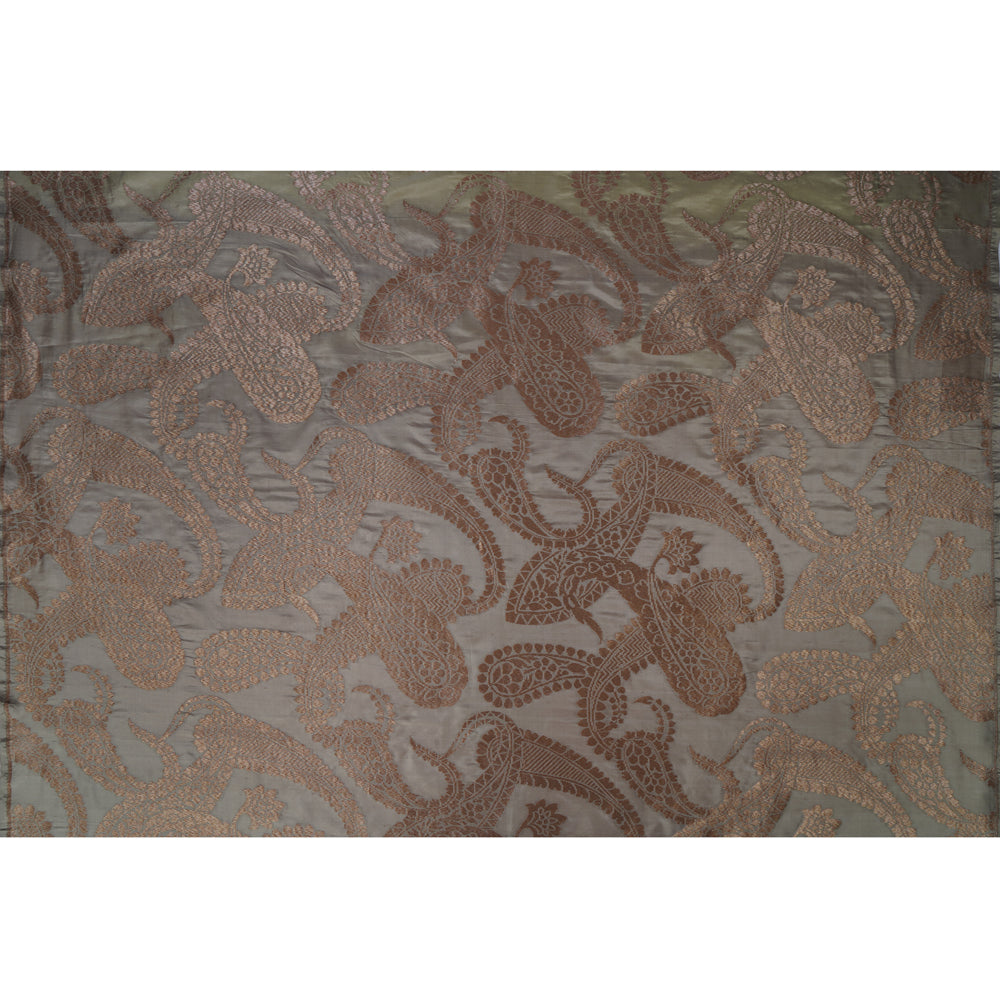 Sage Green-Golden Color Brocade Silk Fabric