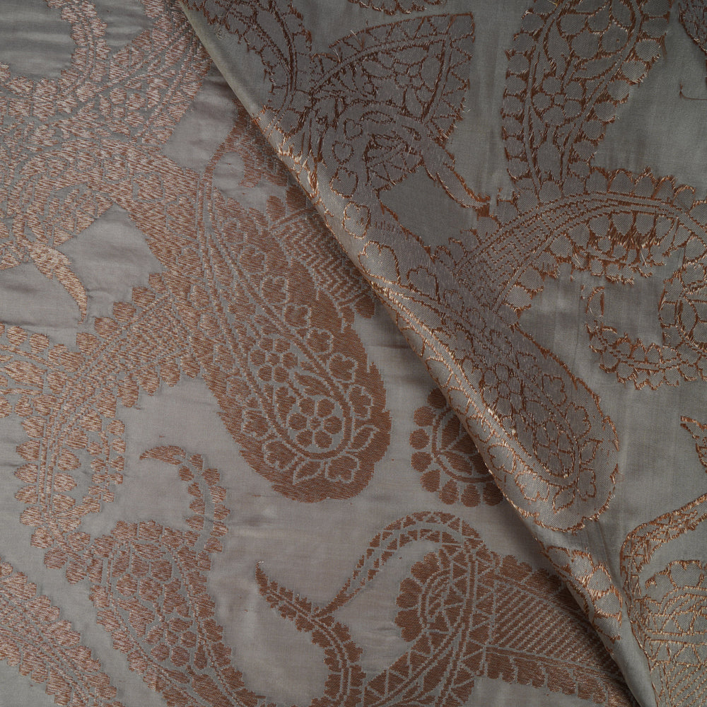 Sage Green-Golden Color Brocade Silk Fabric