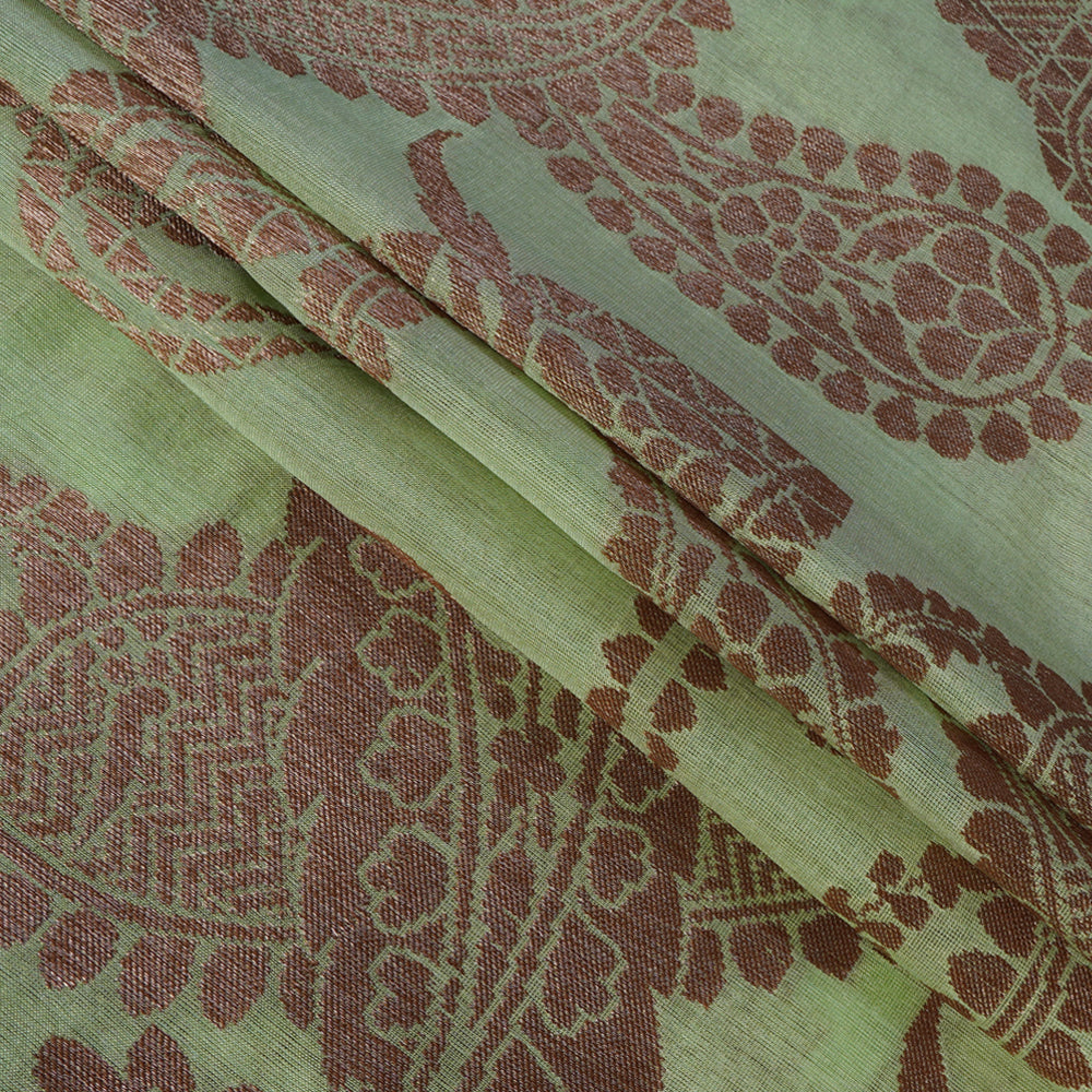 Light Green-Golden Color Brocade Silk Fabric