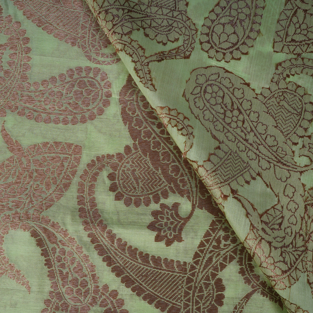 Light Green-Golden Color Brocade Silk Fabric