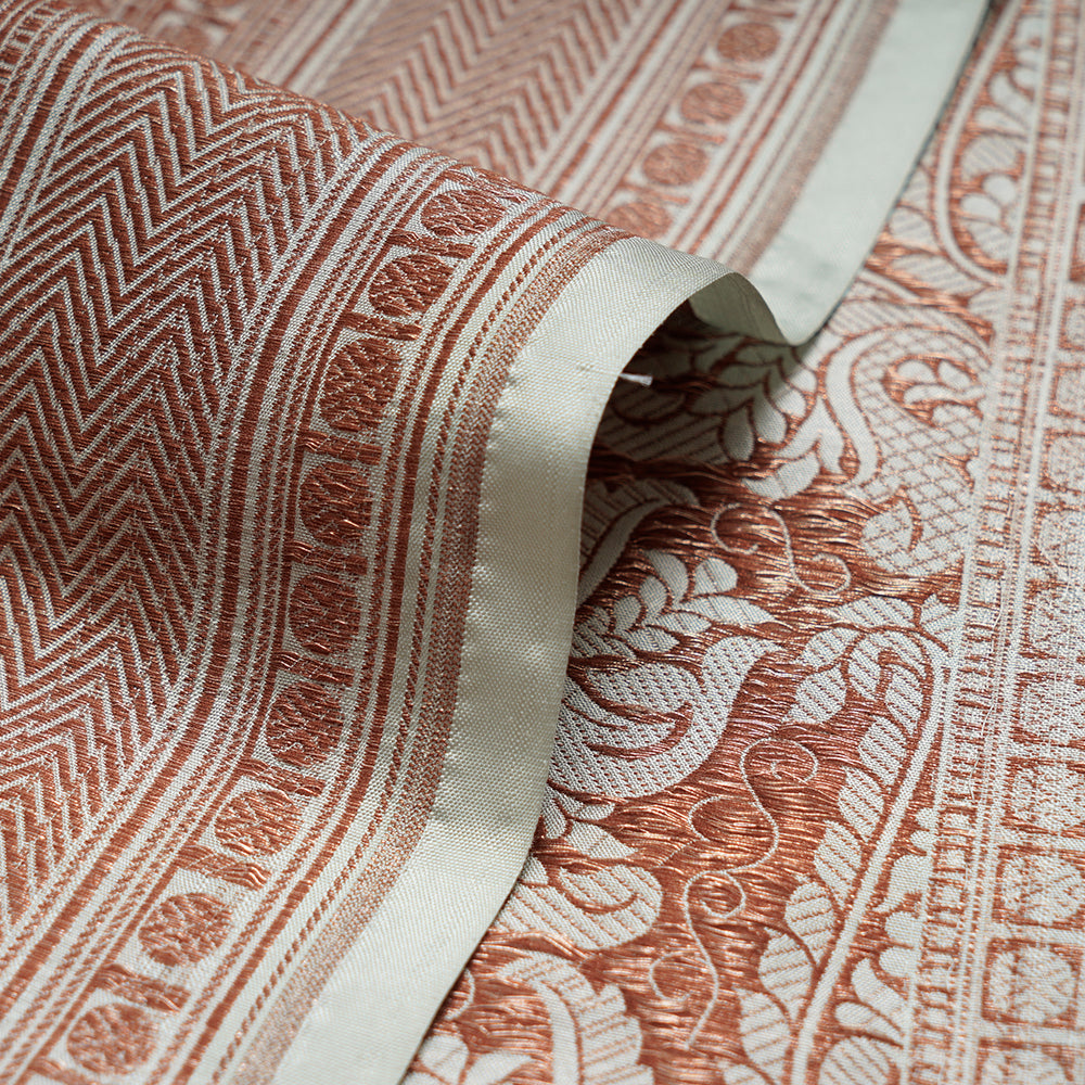 Grey Color Handwoven Brocade Silk Fabric