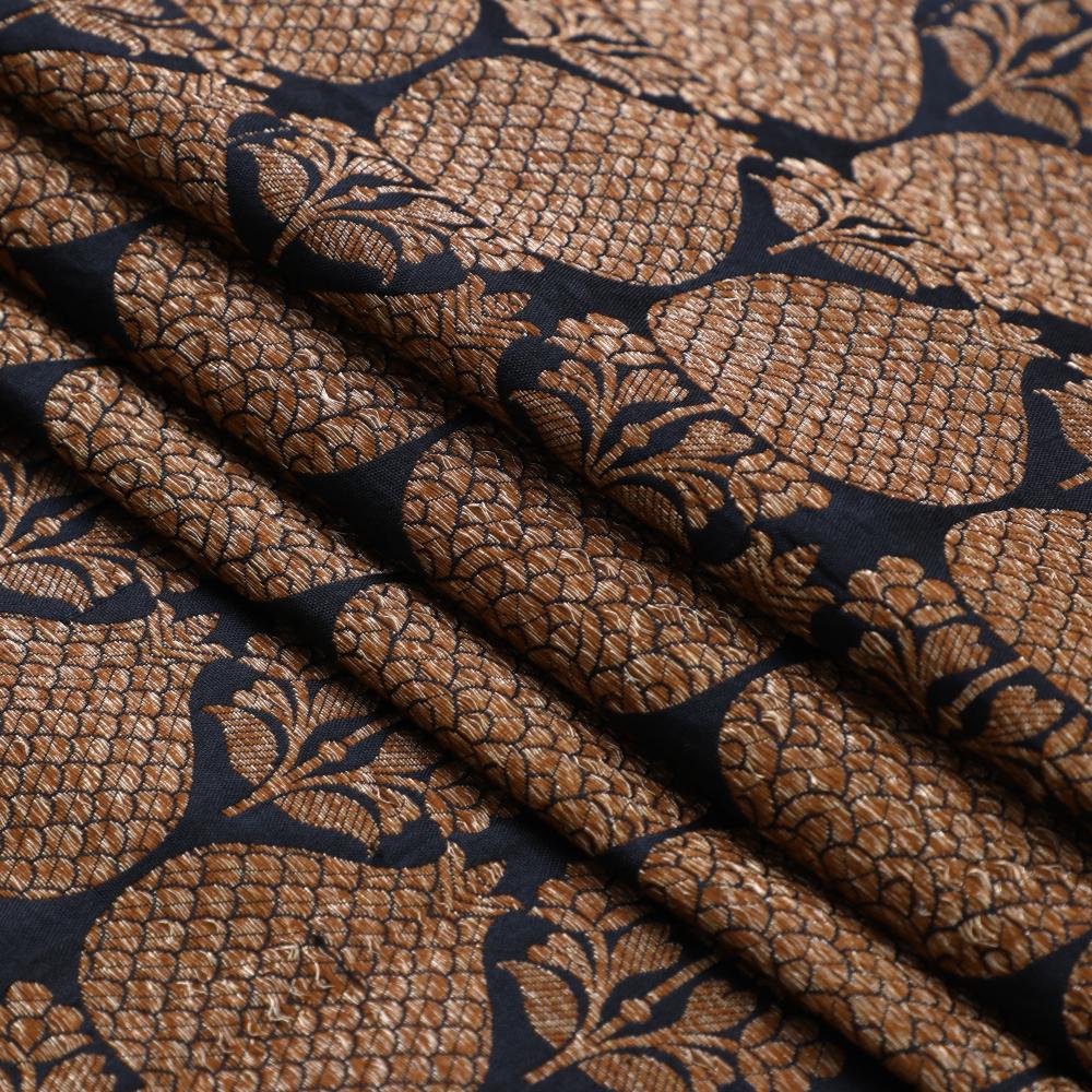 Black-Golden Color Handwoven Brocade Fabric