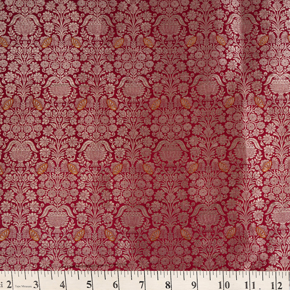 Maroon Color Handwoven Brocade Fabric