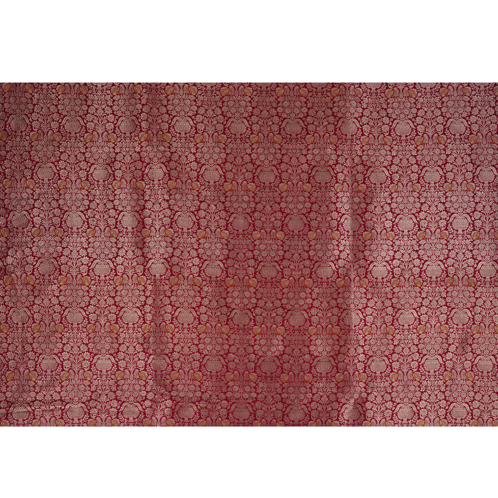 Maroon Color Handwoven Brocade Fabric