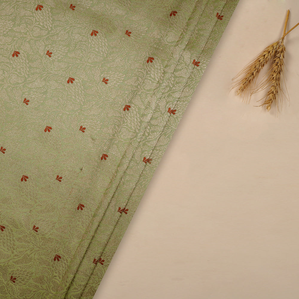 Light Green Color Handwoven Brocade Silk Fabric