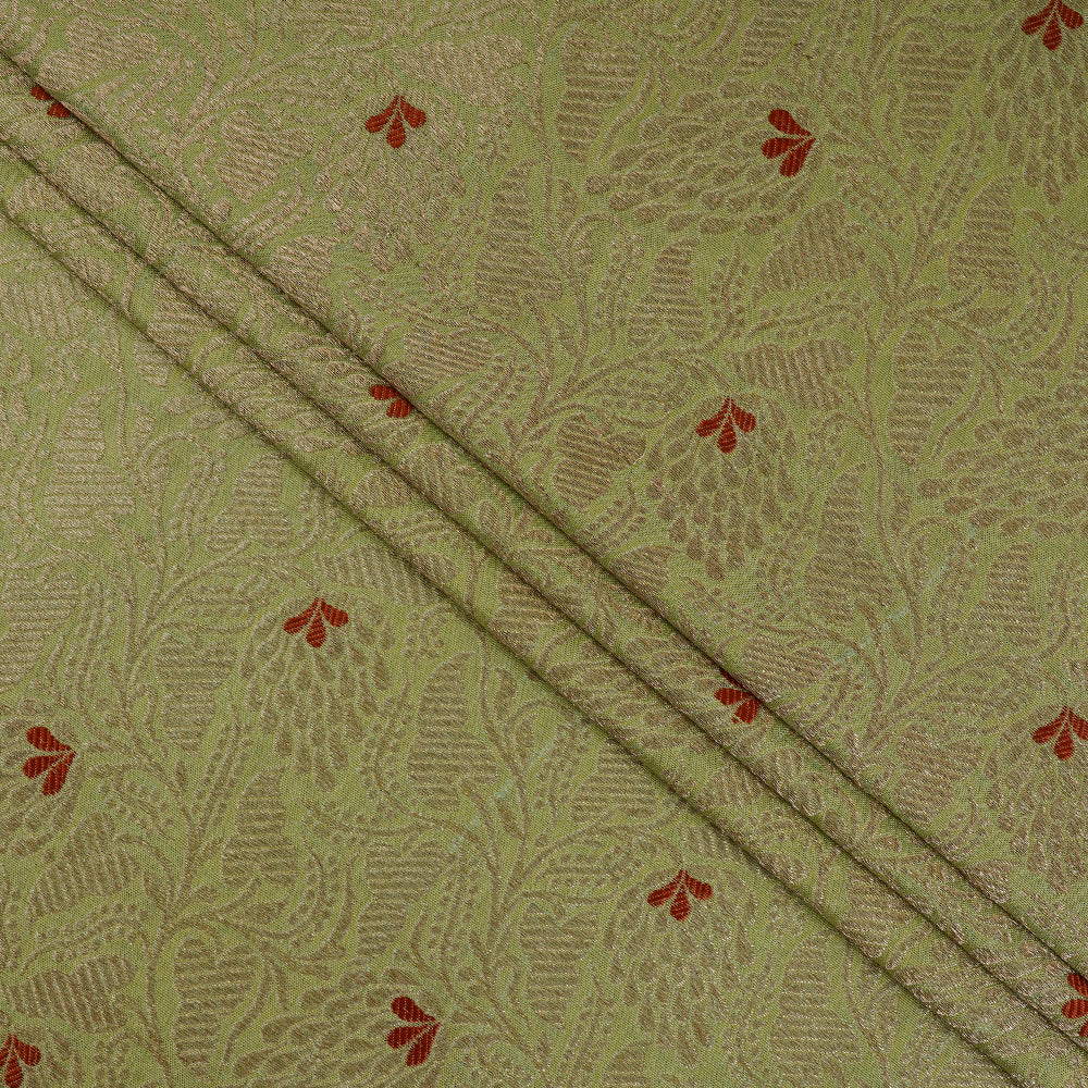 Light Green Color Handwoven Brocade Silk Fabric