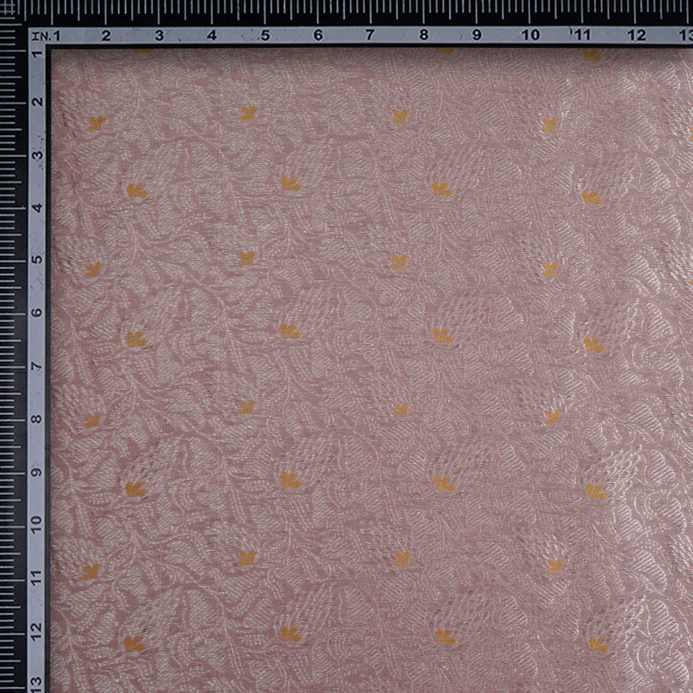 Soft Peach Color Handwoven Brocade Silk Fabric