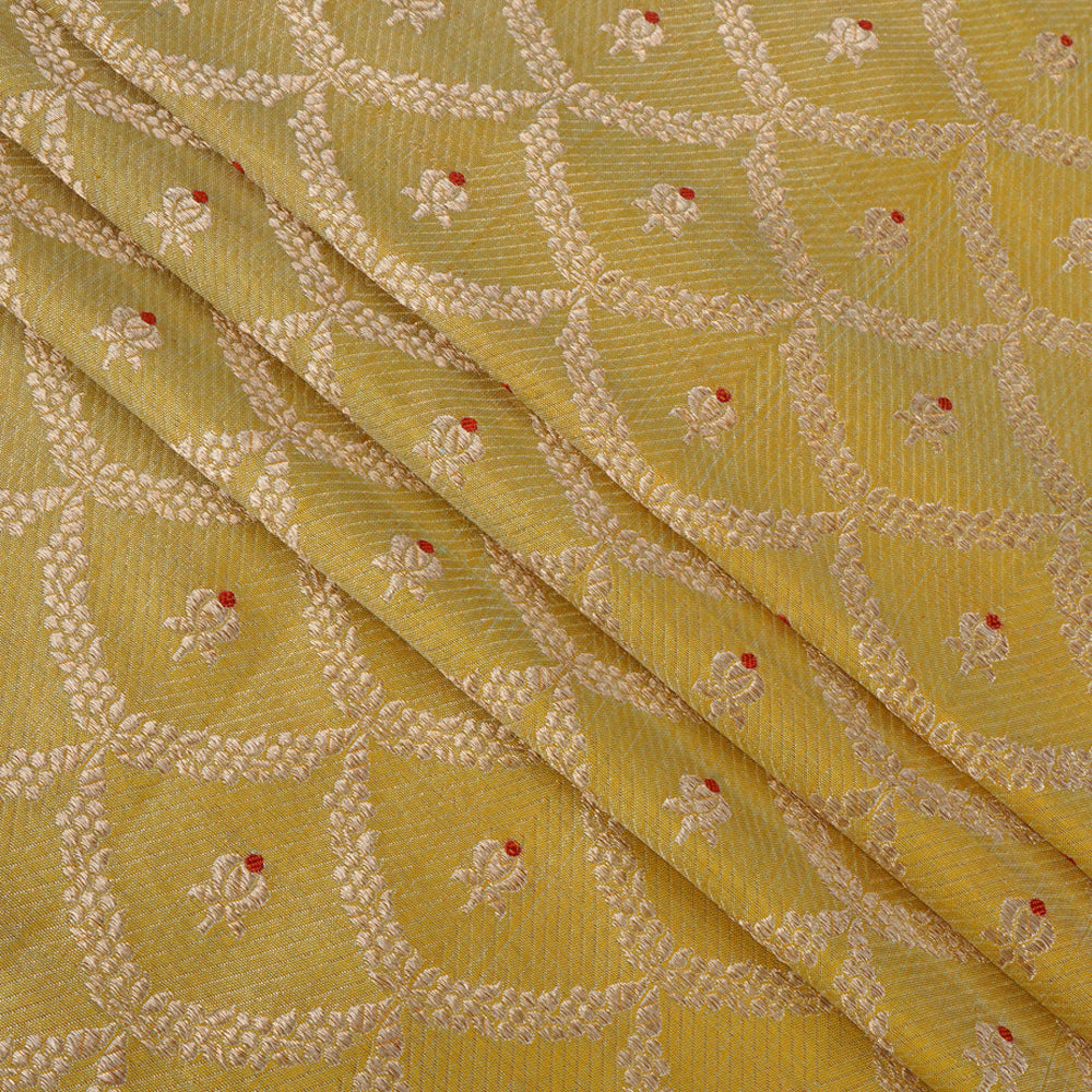 Golden Color Handwoven Brocade Fabric