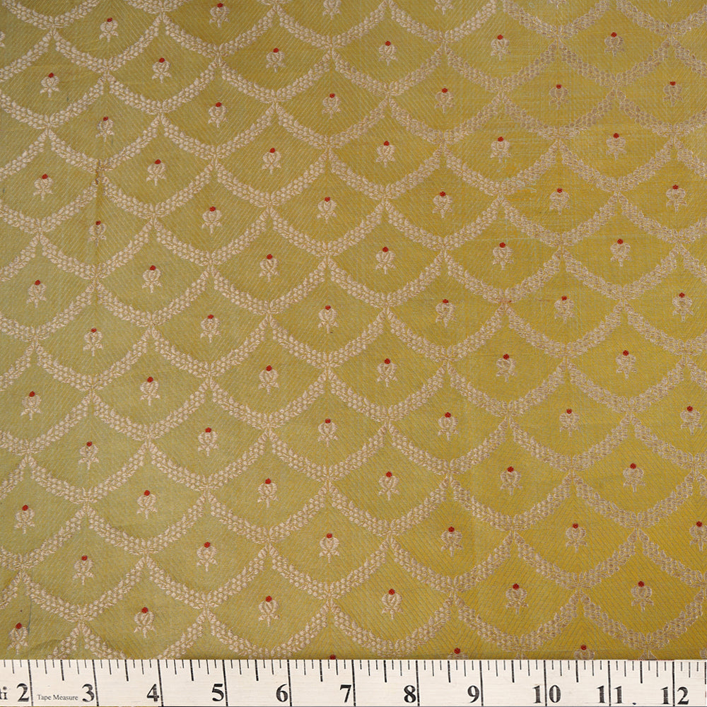 Golden Color Handwoven Brocade Fabric