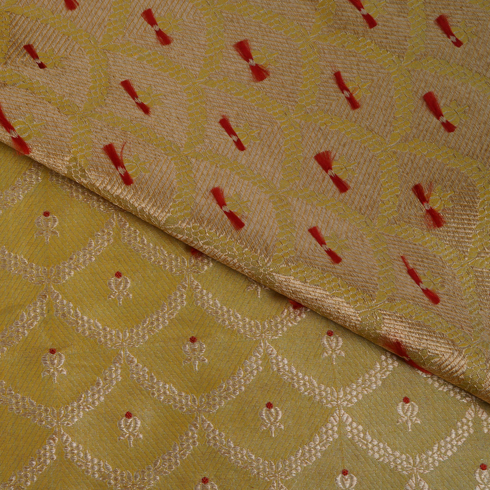 Golden Color Handwoven Brocade Fabric