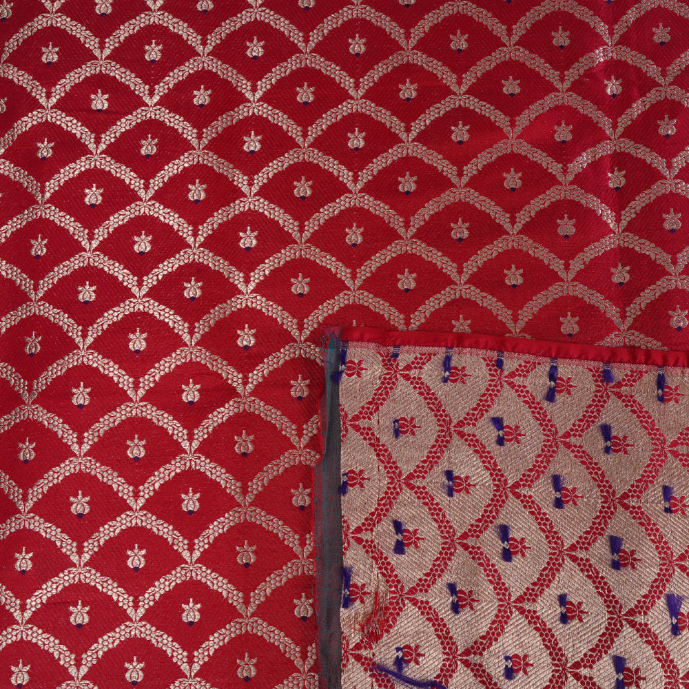 Red Color Handwoven Brocade Silk Fabric