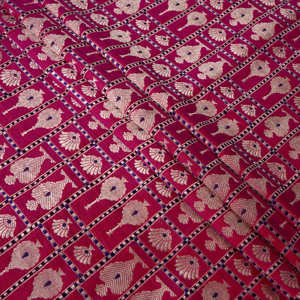 Pink Color Handwoven Brocade Silk Fabric