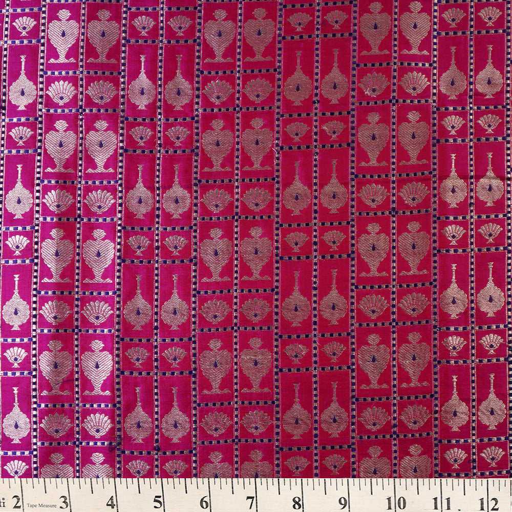 Pink Color Handwoven Brocade Silk Fabric