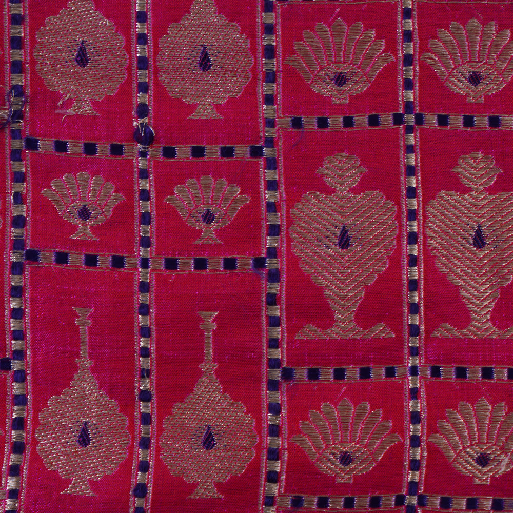 Pink Color Handwoven Brocade Silk Fabric