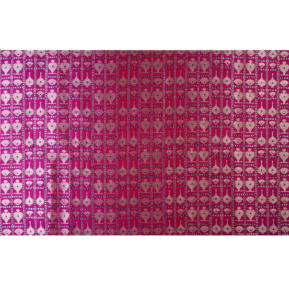 Pink Color Handwoven Brocade Silk Fabric