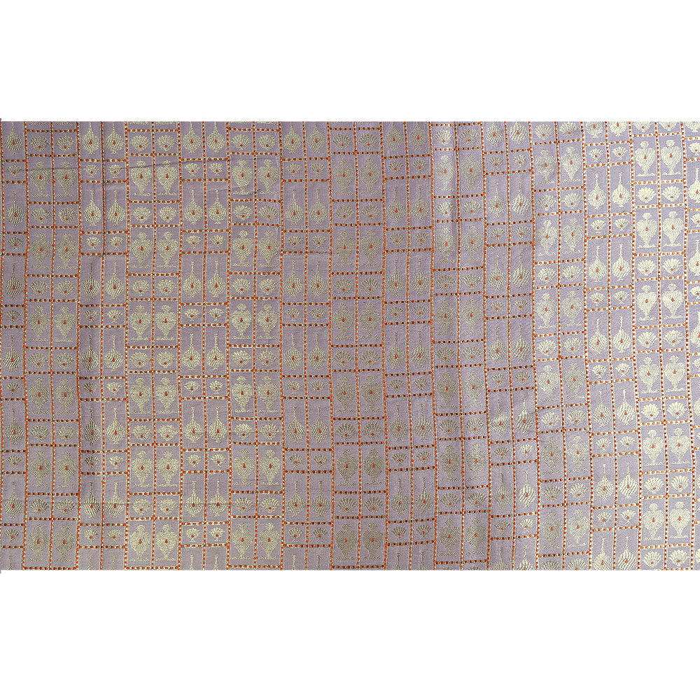 Lilac Color Handwoven Brocade Silk Fabric