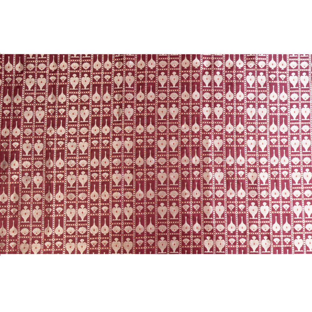 Maroon Color Handwoven Brocade Silk Fabric