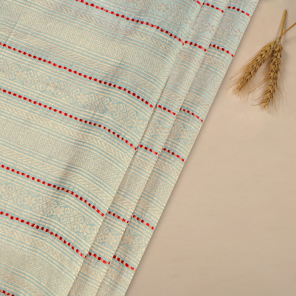 Powder Blue Handwoven Brocade Silk Fabric