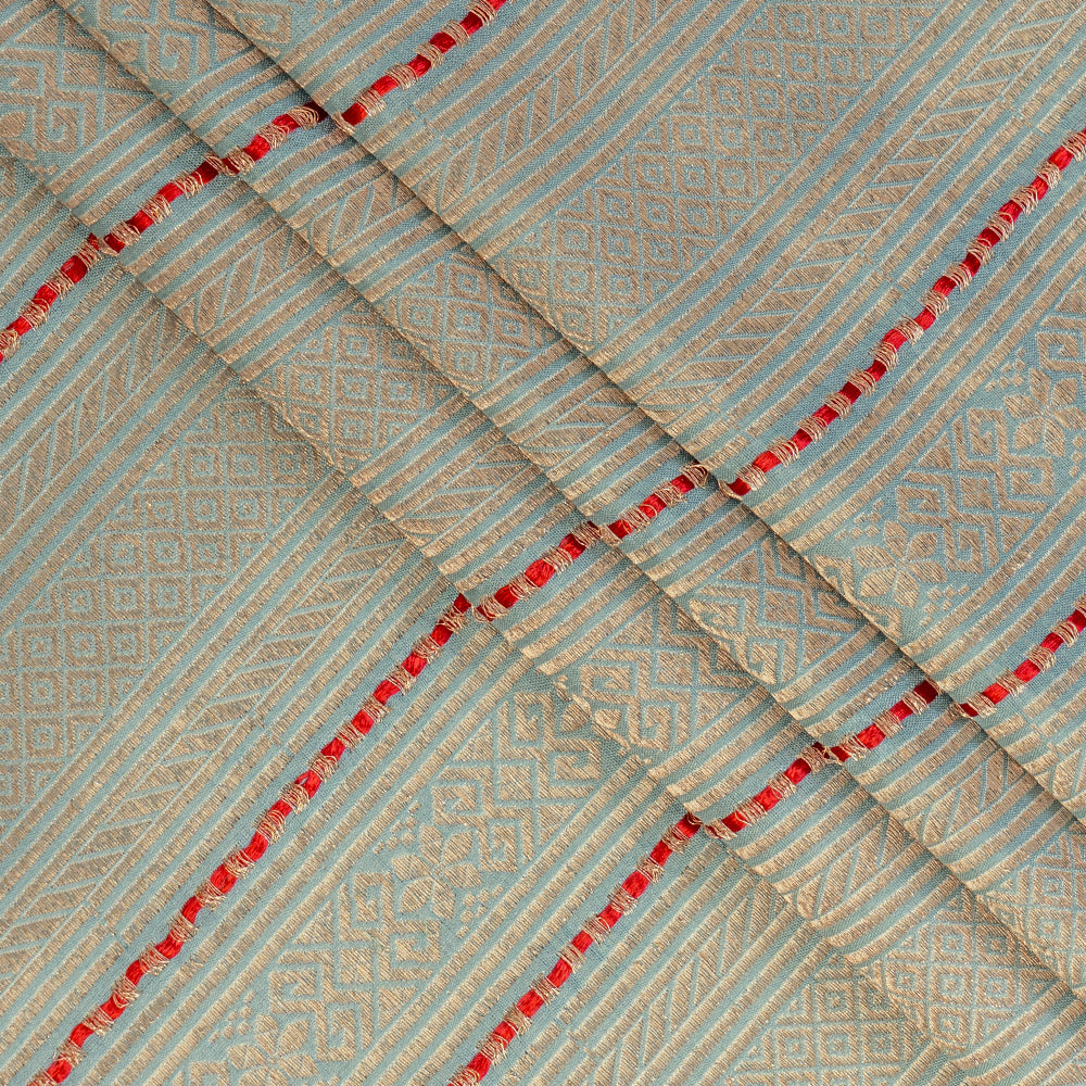 Powder Blue Handwoven Brocade Silk Fabric