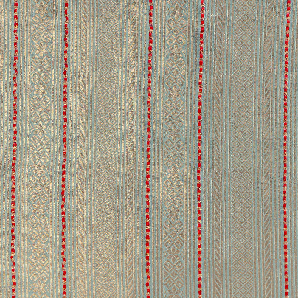 Powder Blue Handwoven Brocade Silk Fabric