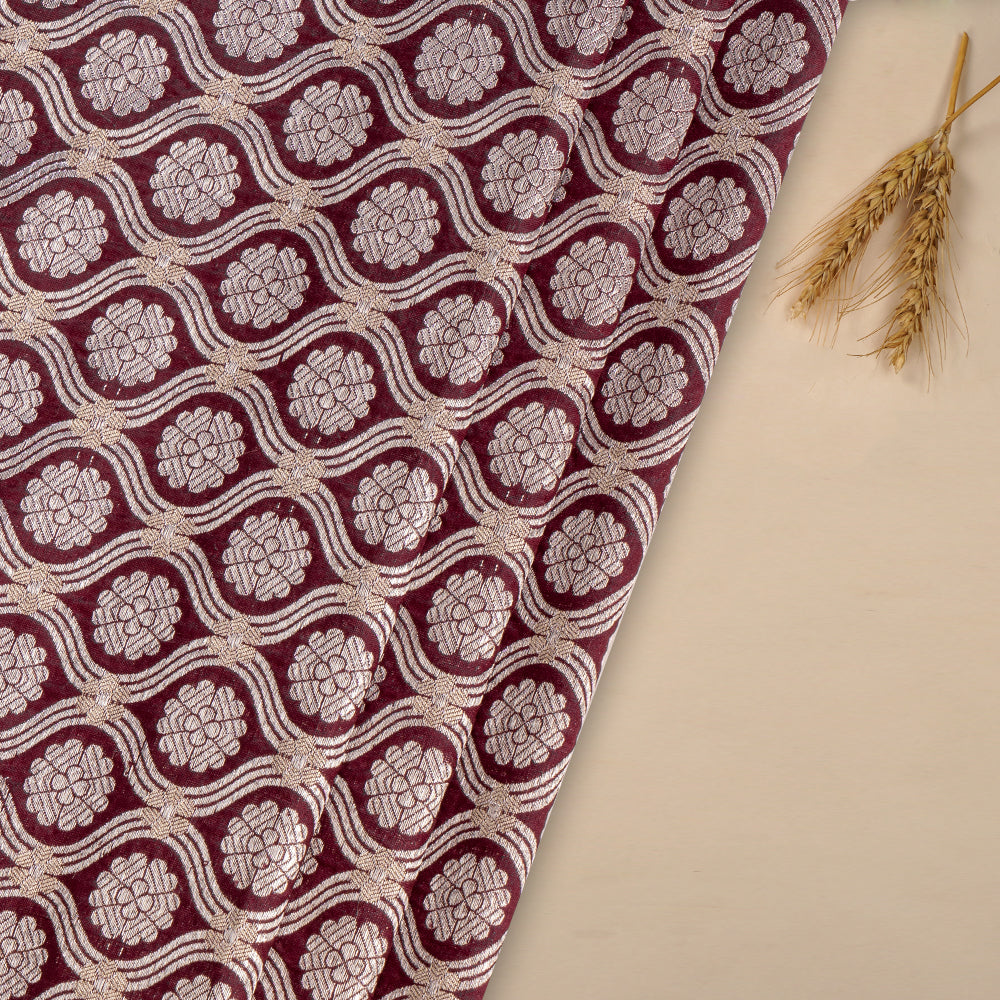 Boysenberry Color Handwoven Brocade Silk Fabric