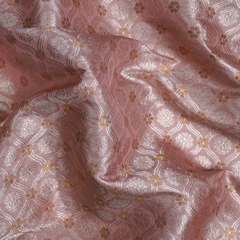 Light Pink Color Handwoven Brocade Silk Fabric
