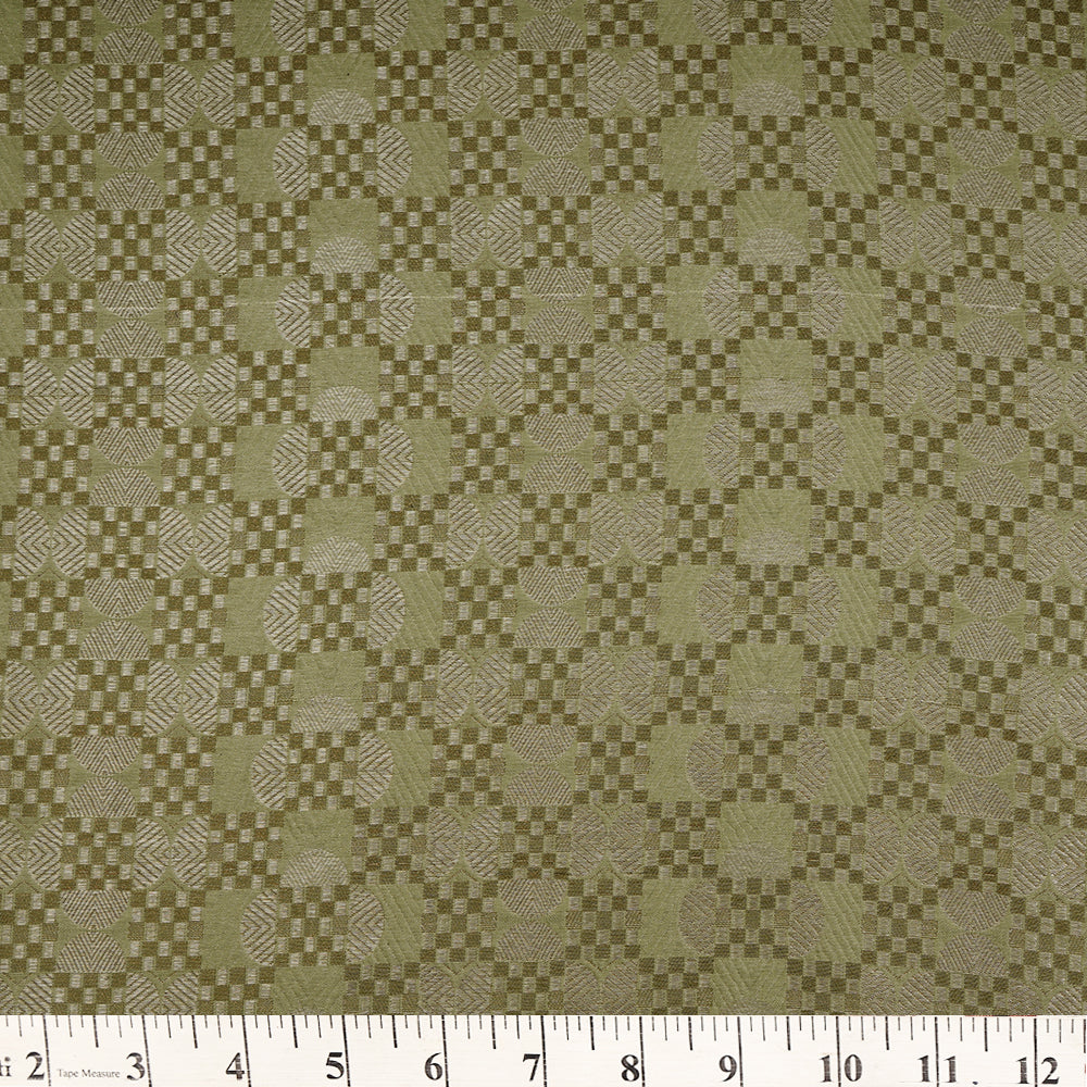 Light Green Color Handwoven Brocade Silk Fabric with Silver Zari