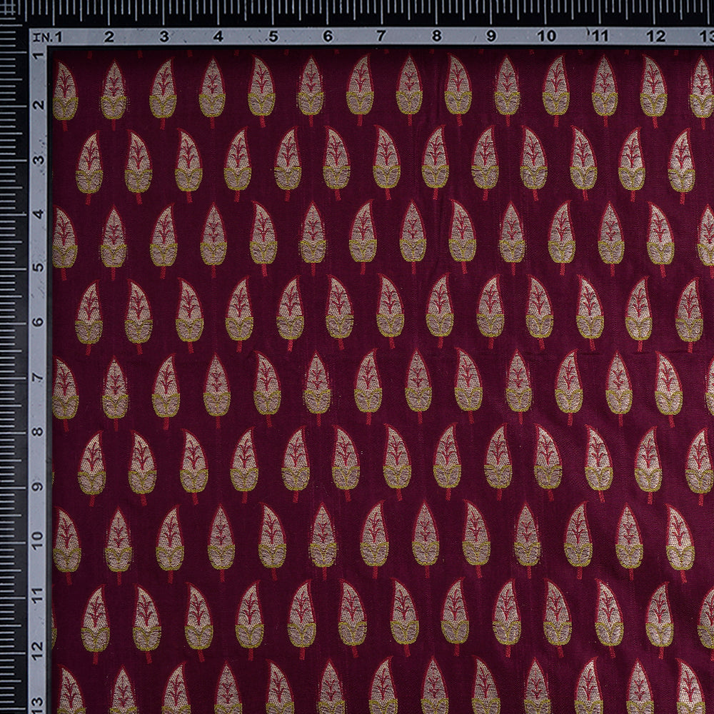 Old Mauve Color Handwoven Brocade Silk Fabric