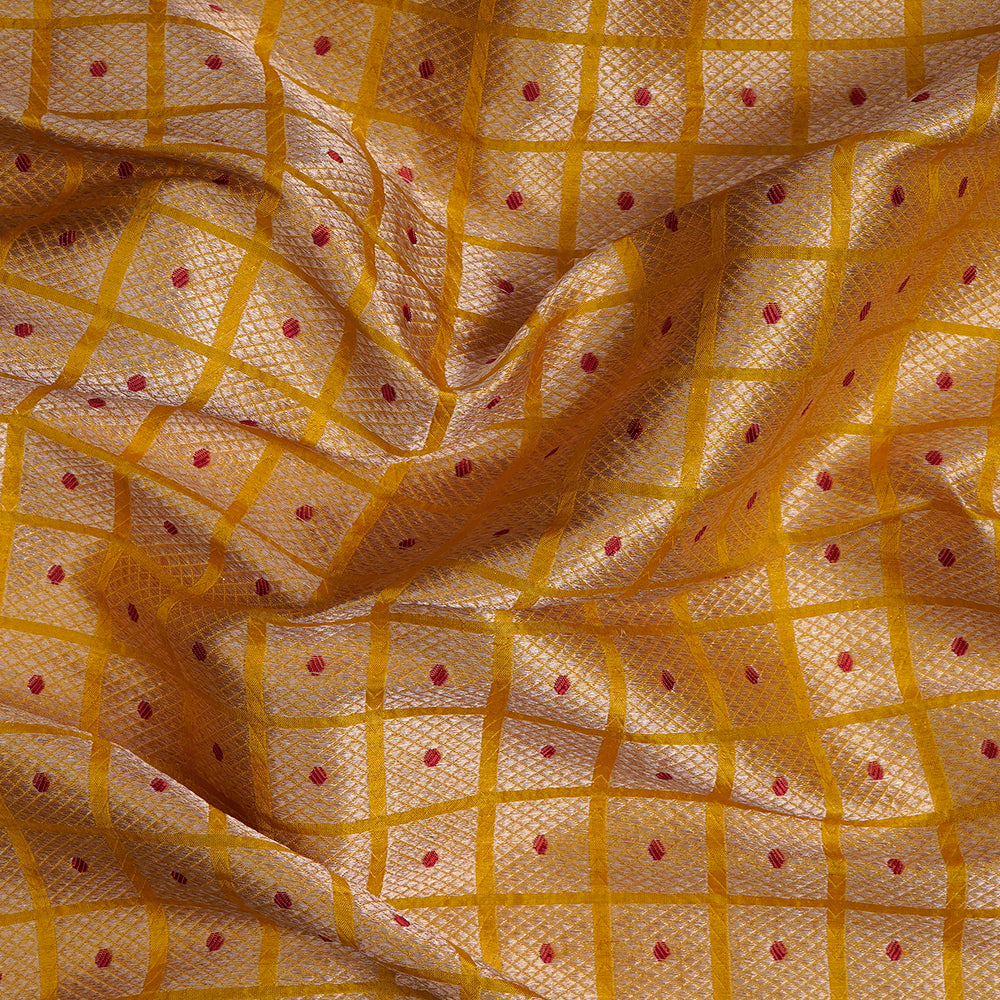 Yellow Color Handwoven Brocade Silk Fabric