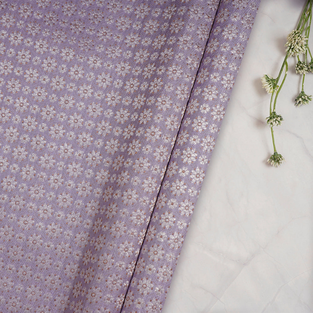 Lavender Color Handwoven Brocade Silk Fabric