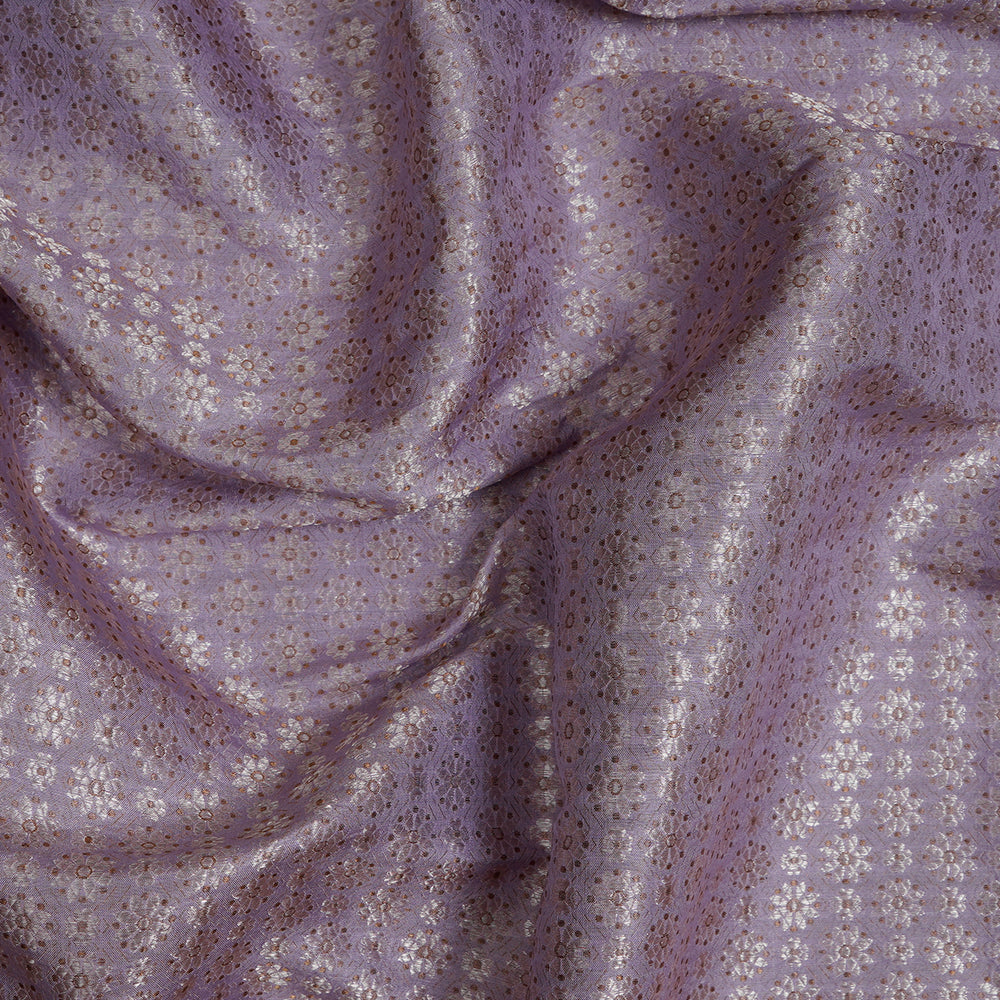Lavender Color Handwoven Brocade Silk Fabric
