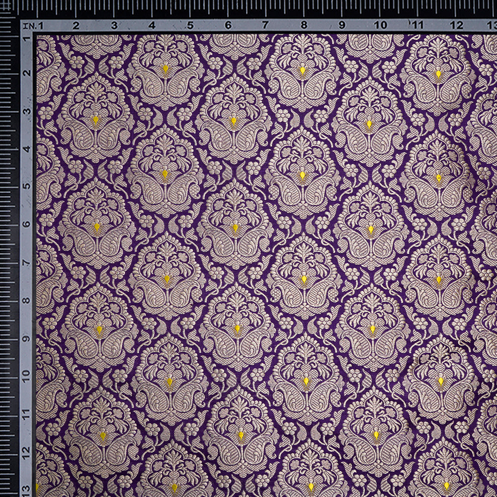 Purple Color Handwoven Brocade Silk Fabric