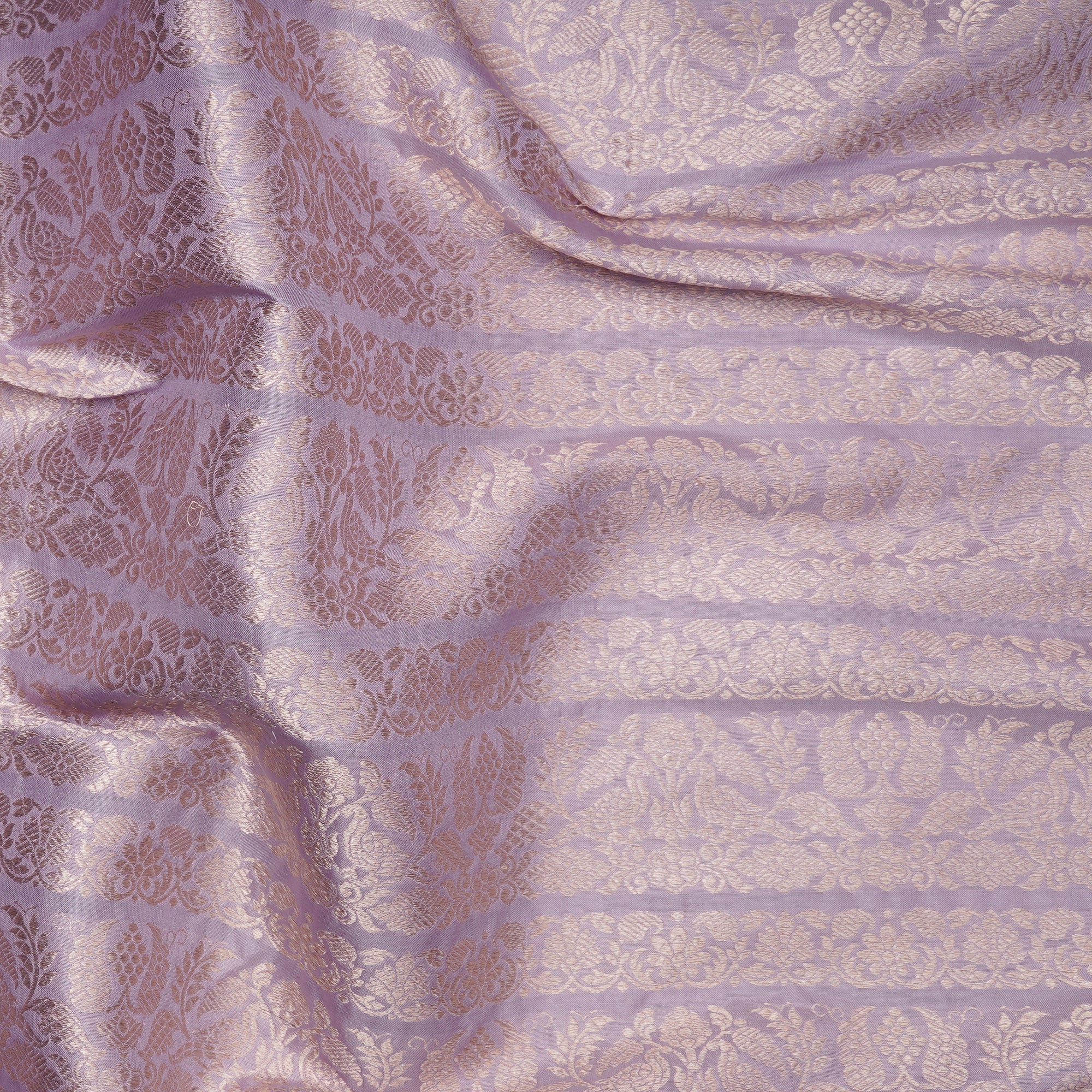 Lilac Handwoven Premium Banarasi Brocade Silk Fabrics