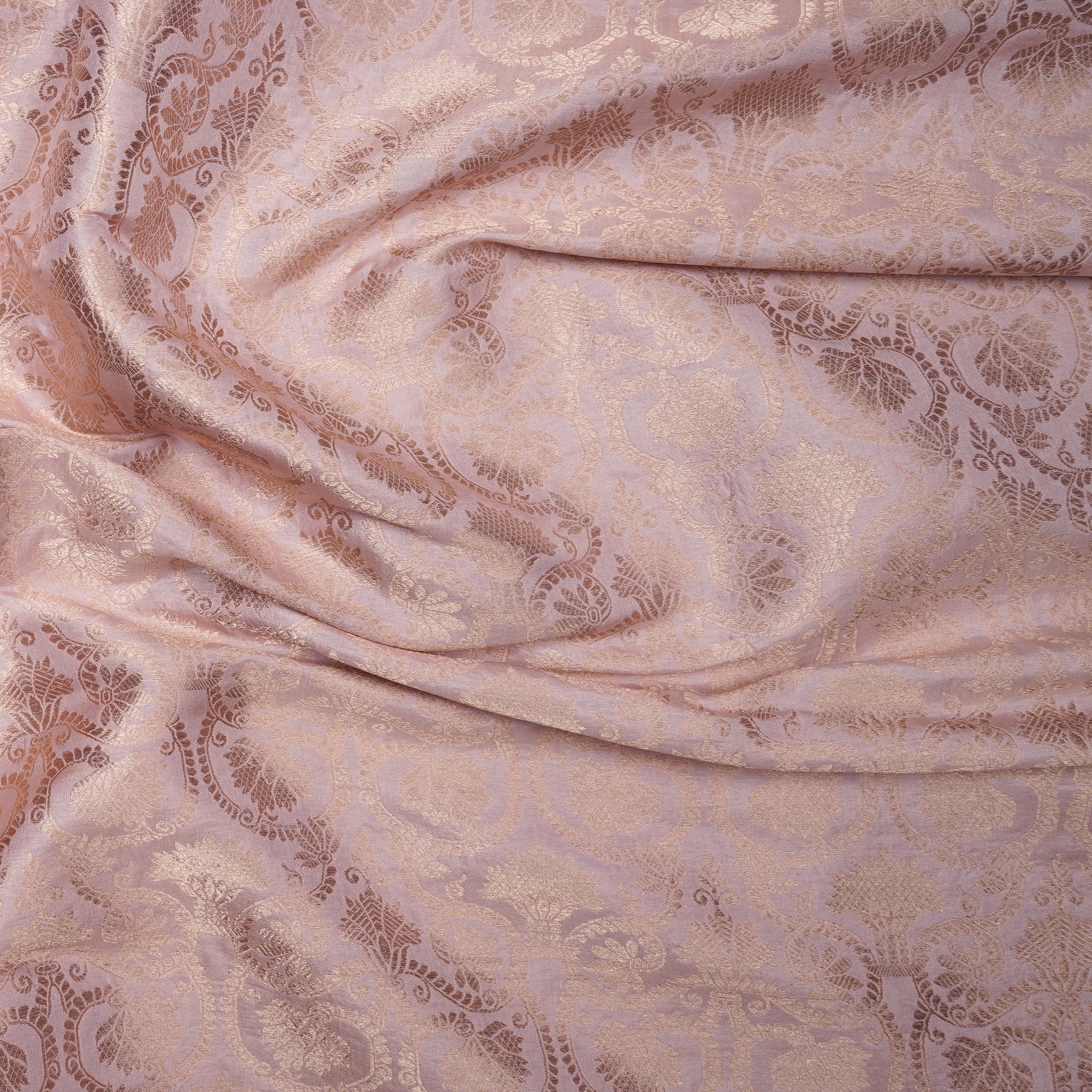 Light Pink Handwoven Premium Banarasi Brocade Silk Fabrics