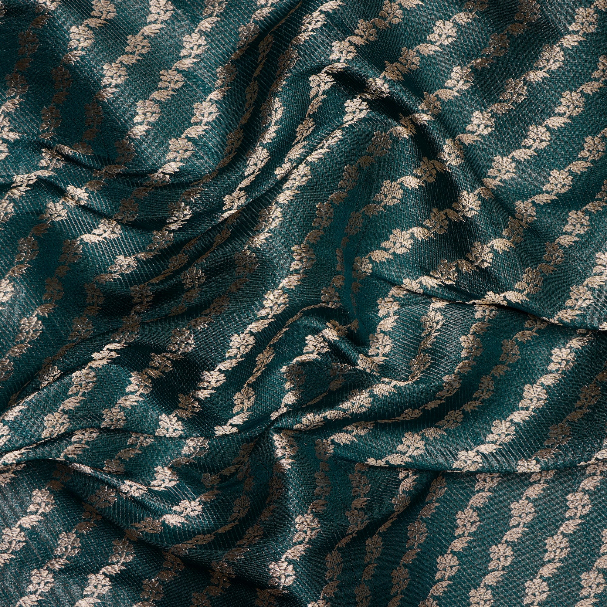 Teal Handwoven Premium Banarasi Brocade Silk Fabrics