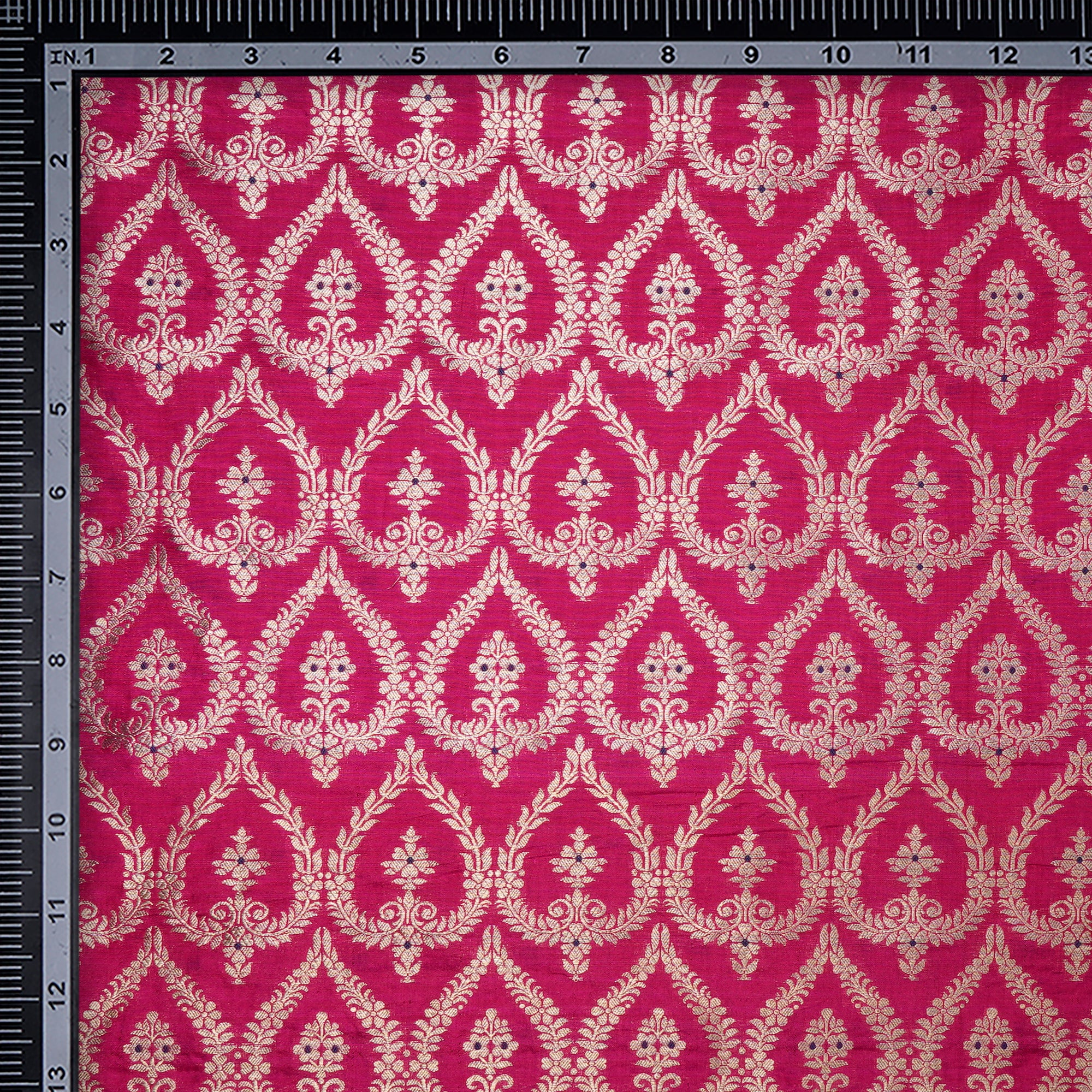 Rani Pink Handwoven Premium Banarasi Meenakari Brocade Silk Fabric