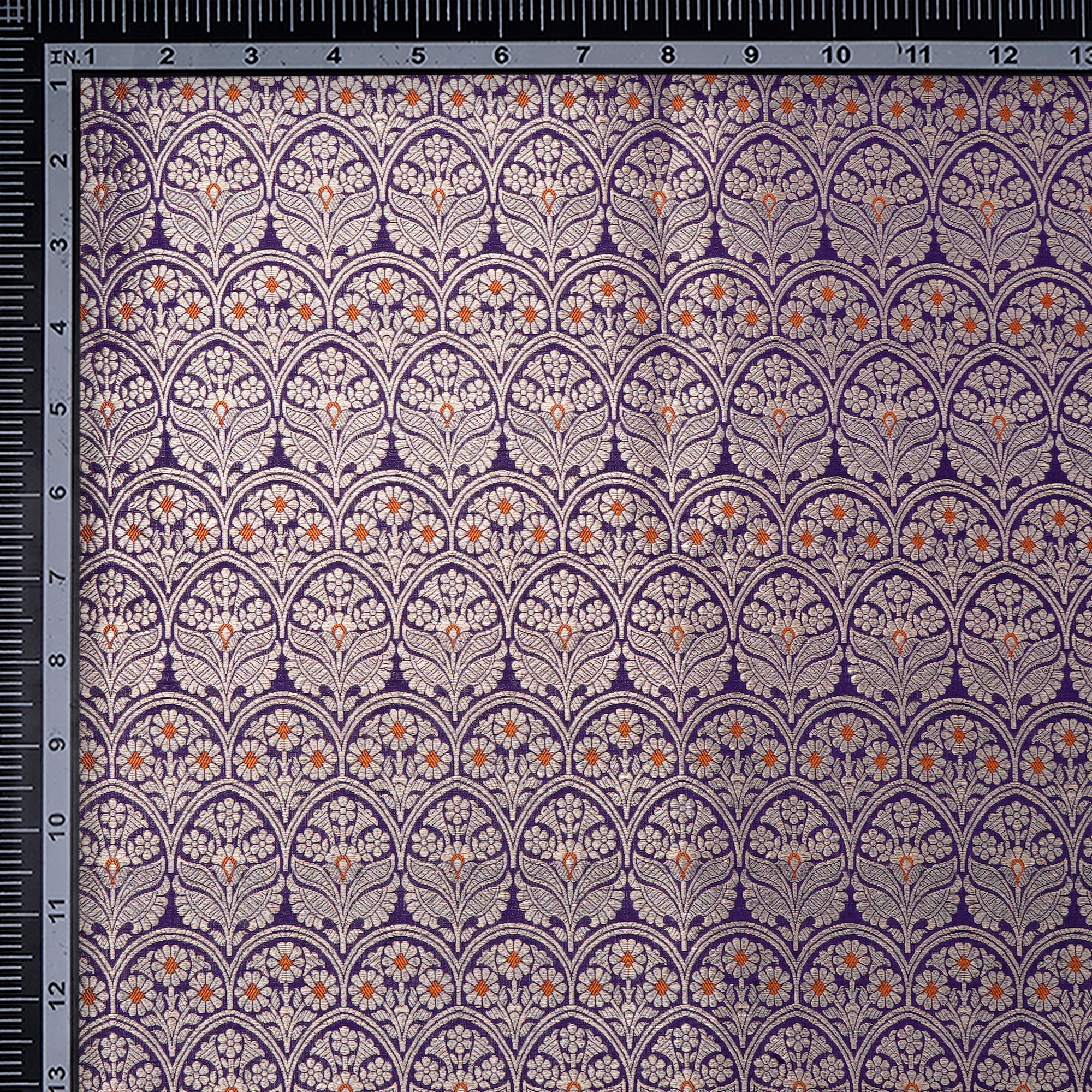 Violet Handwoven Premium Banarasi Meenakari Brocade Silk Fabric