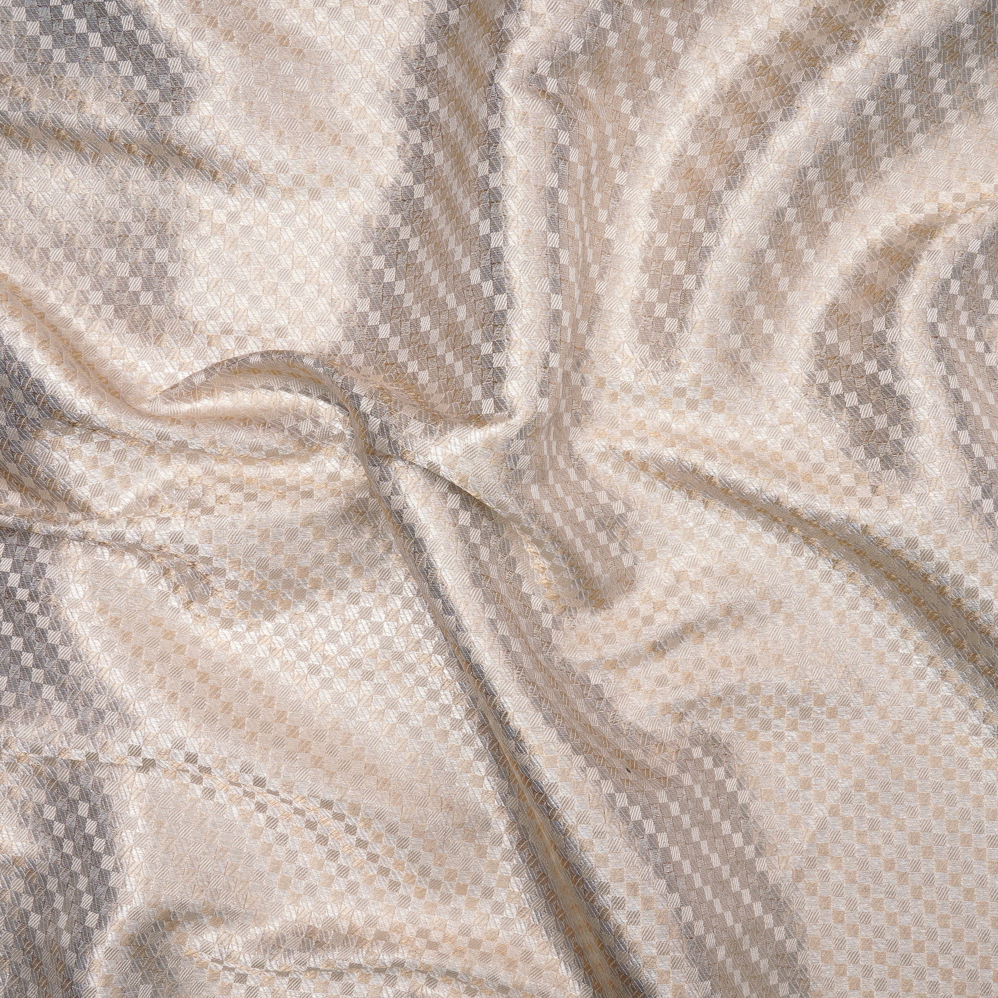 Frosted Almond Handwoven Premium Banarasi Meenakari Brocade Silk Fabric