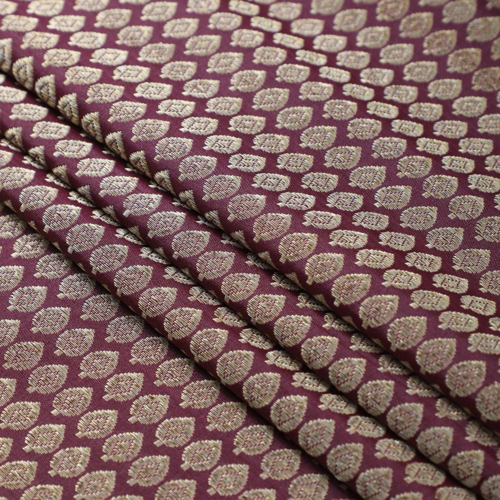 Purple-Goldenen Color Handwoven Brocade Fabric
