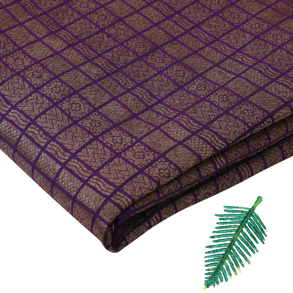 Purple-Golden Color Handwoven Brocade Fabric