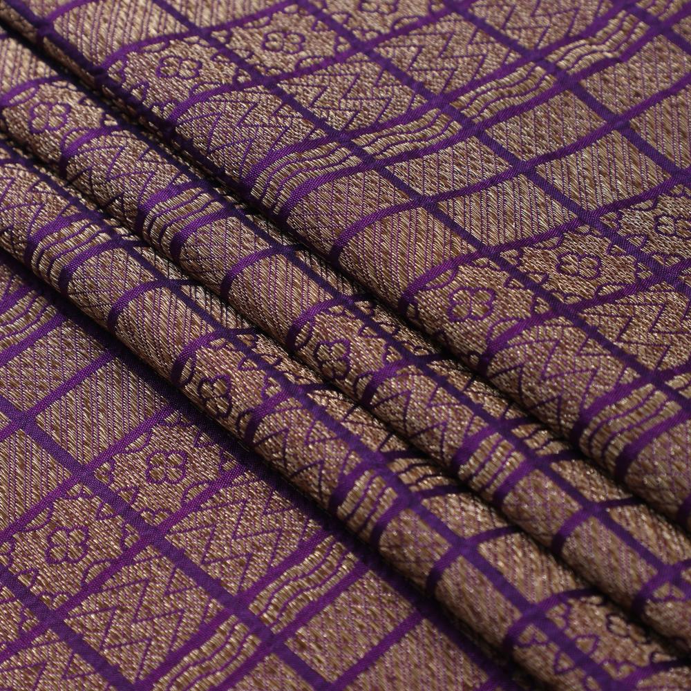 Purple-Golden Color Handwoven Brocade Fabric