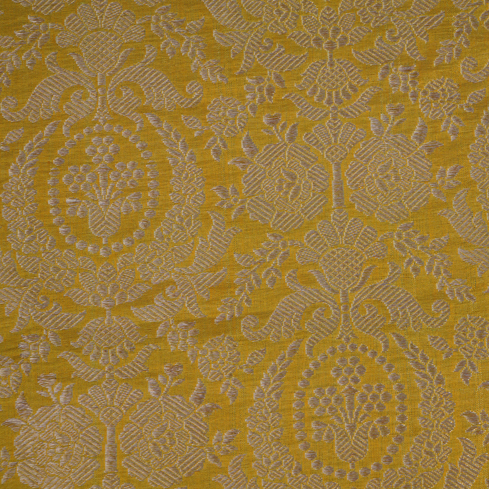 Golden Color Handwoven Brocade Fabric