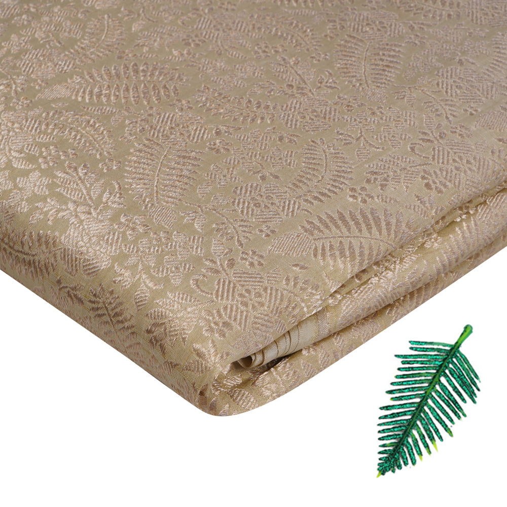 Beige Color Handwoven Brocade Fabric