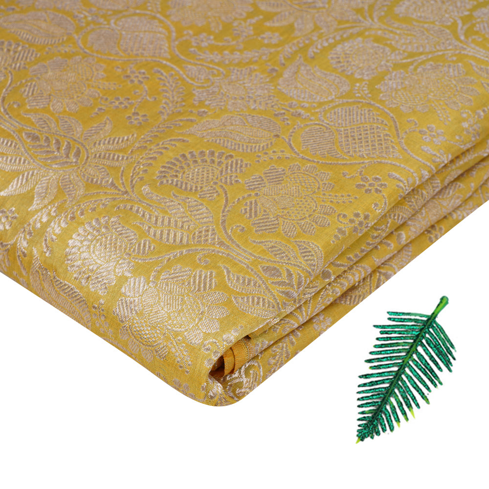 Satin Sheen Gold Color Handwoven Brocade Fabric
