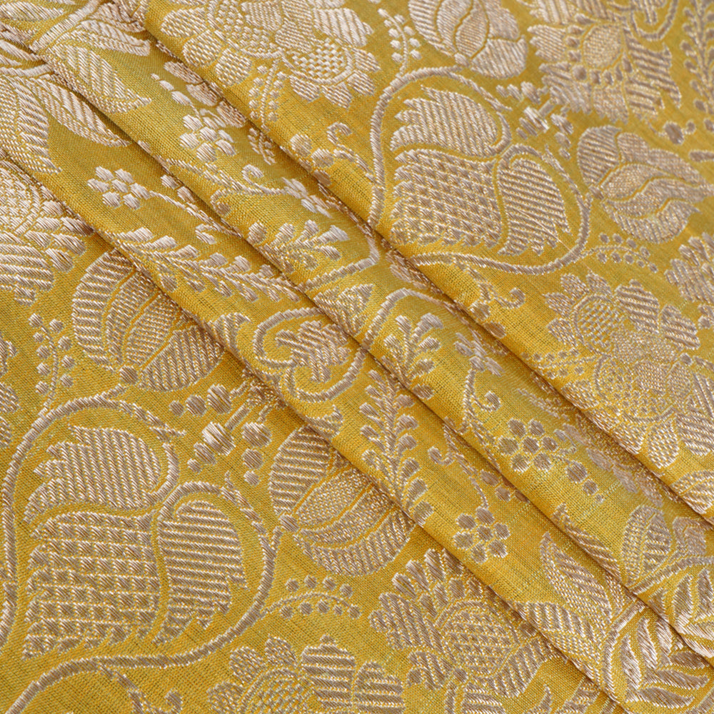 Satin Sheen Gold Color Handwoven Brocade Fabric