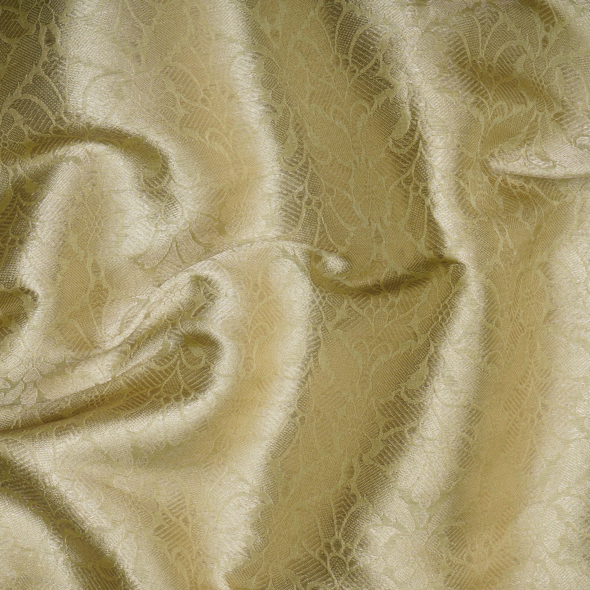 Light Olive Handwoven Premium Banarasi Brocade Silk Fabric