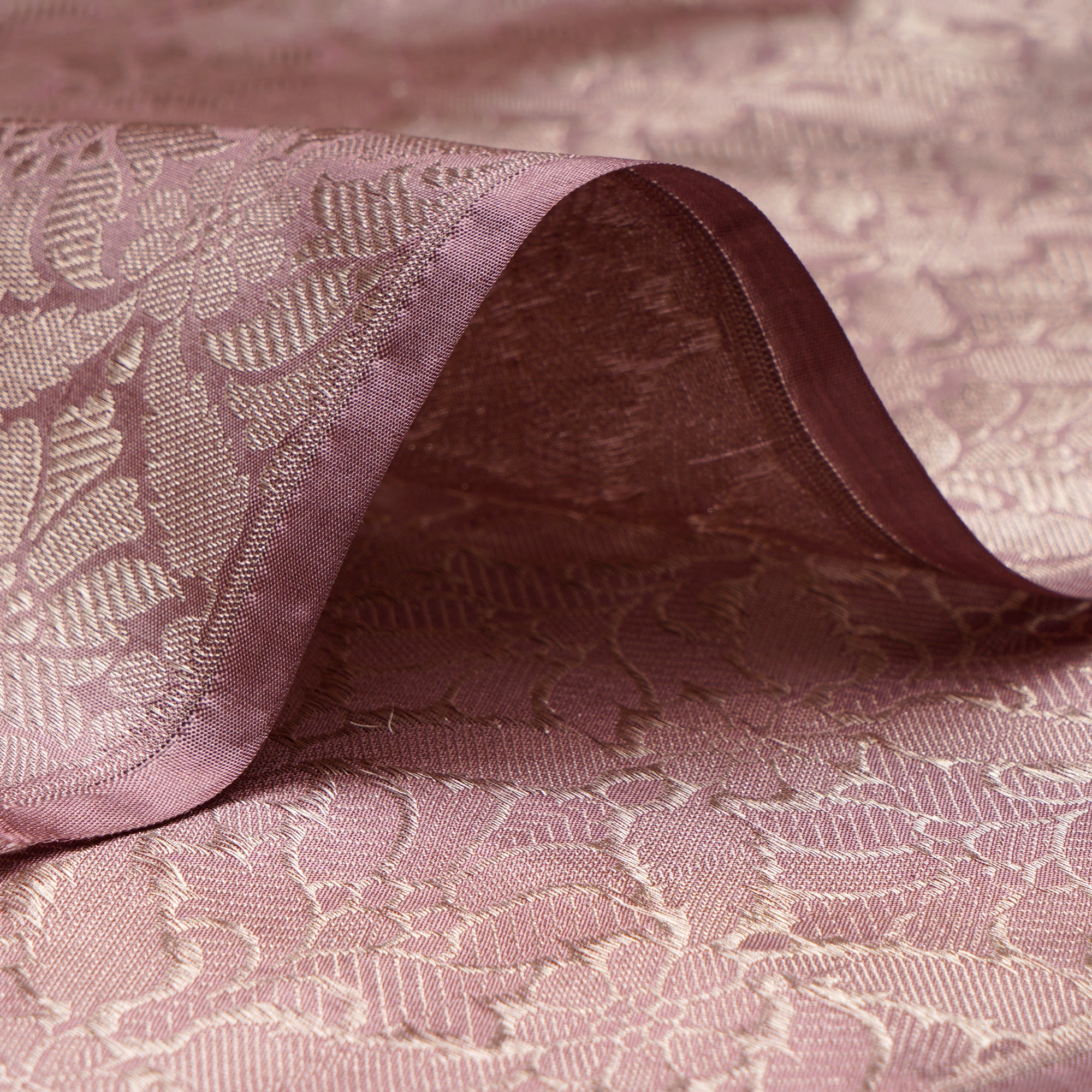 Lilac Handwoven Premium Banarasi Brocade Silk Fabric