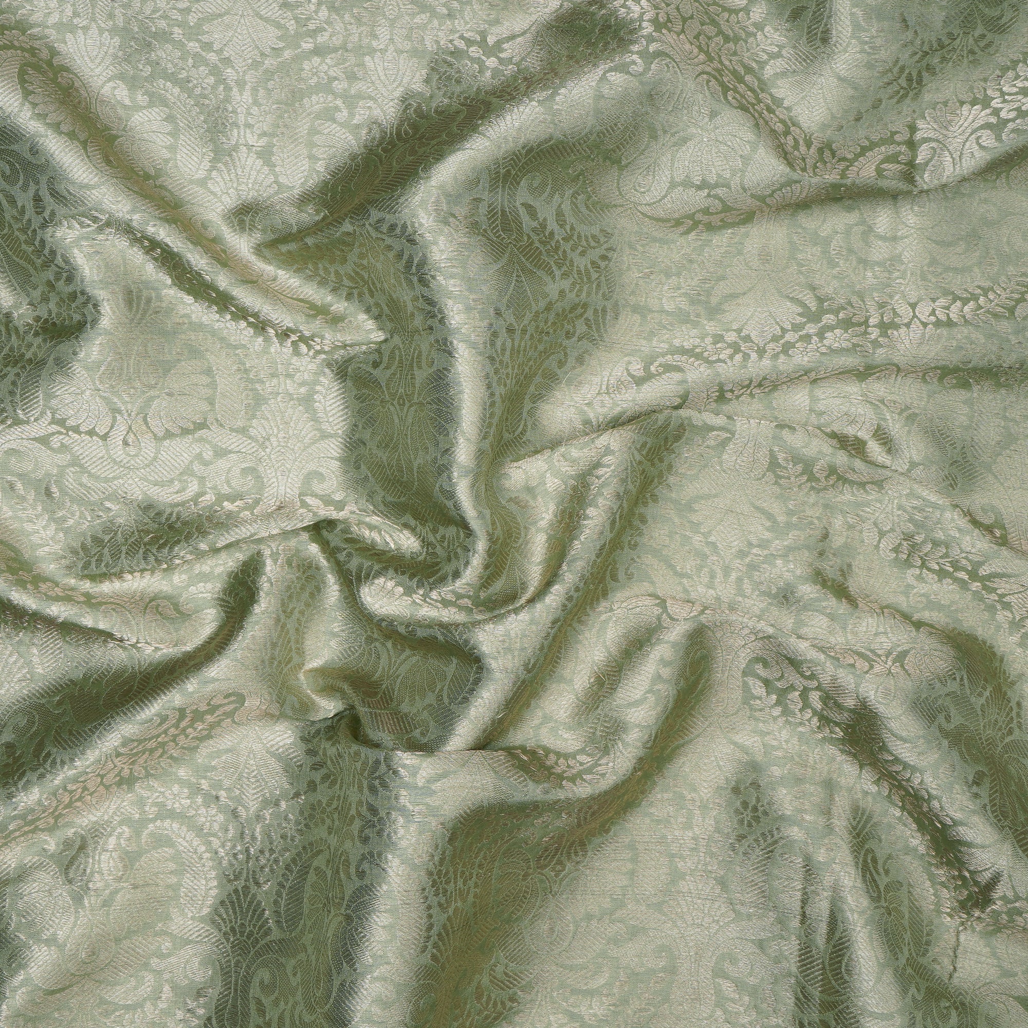 Seacrest Green Handwoven Premium Banarasi Brocade Silk Fabric