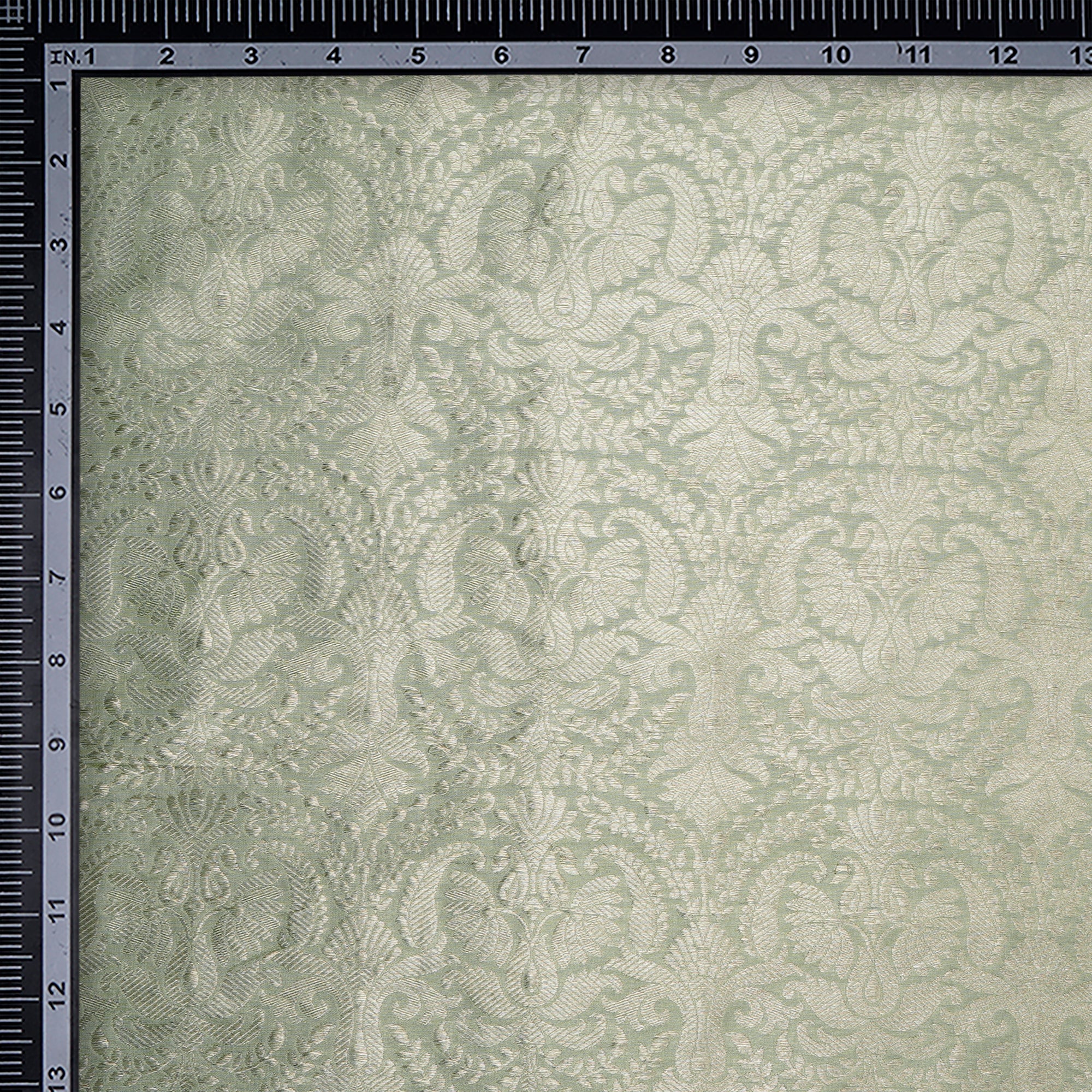 Seacrest Green Handwoven Premium Banarasi Brocade Silk Fabric